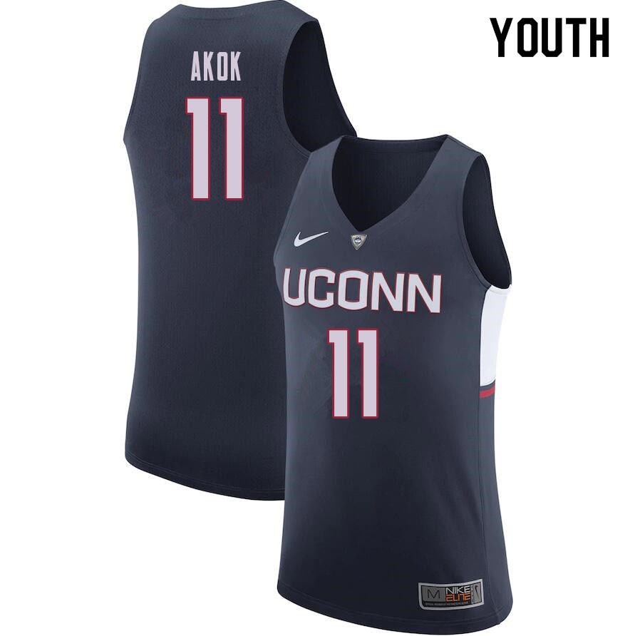 Youth #11 Akok Akok Uconn Huskies College Basketball Jerseys Sale-Navy